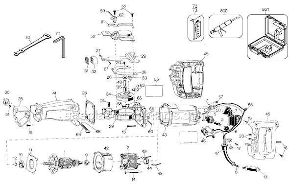 Page A Diagram and Parts List for 3107 Type 100 Black and Decker Reciprocating Saw